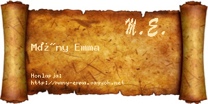 Mány Emma névjegykártya